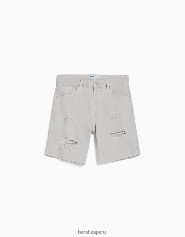 gris Bershka hombres bermudas de mezclilla con rotos de colores 806J6B3309