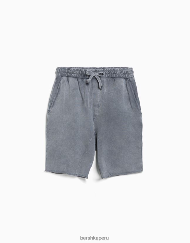 gris Bershka hombres bermudas felpa descolorida 806J6B3362