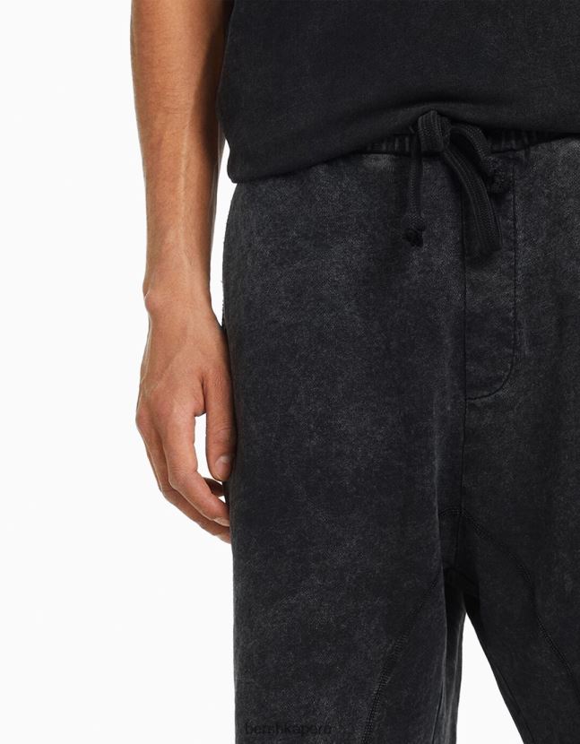 negro Bershka hombres bermudas felpa descolorida 806J6B3361