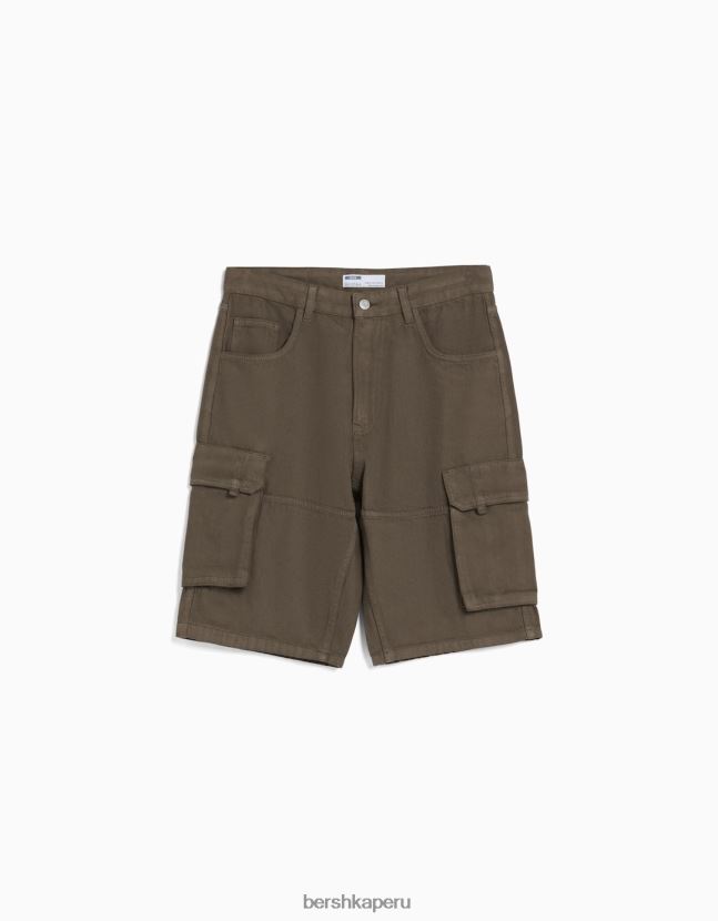 marrón Bershka hombres bermudas holgadas tipo cargo 806J6B3287