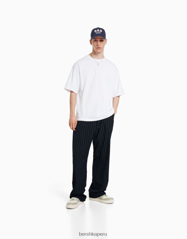 Armada Bershka hombres pantalones de vestir a rayas diplomáticas 806J6B3273