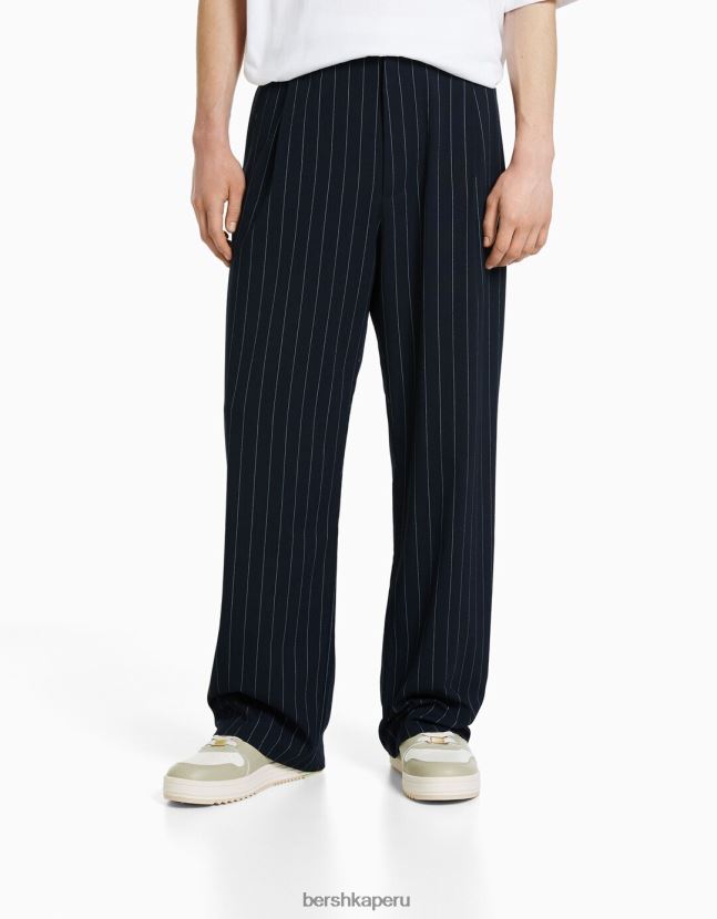 Armada Bershka hombres pantalones de vestir a rayas diplomáticas 806J6B3273