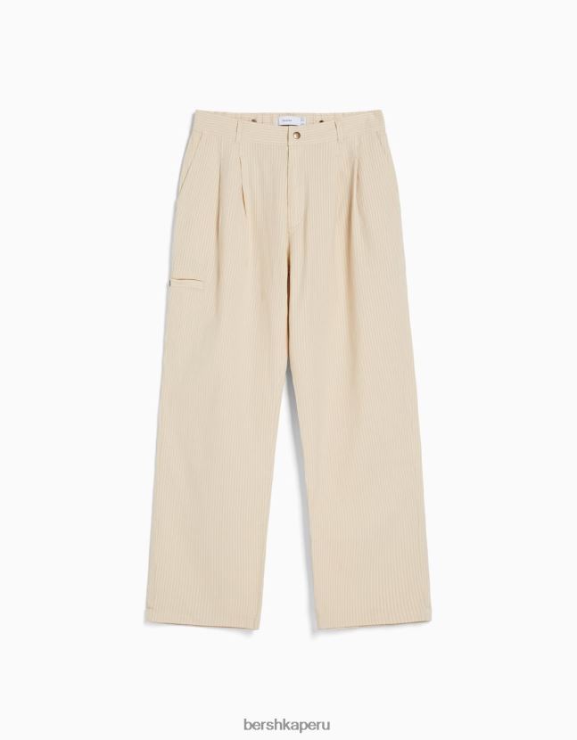 arena Bershka hombres pantalones rectos de algodón con textura 806J6B3252