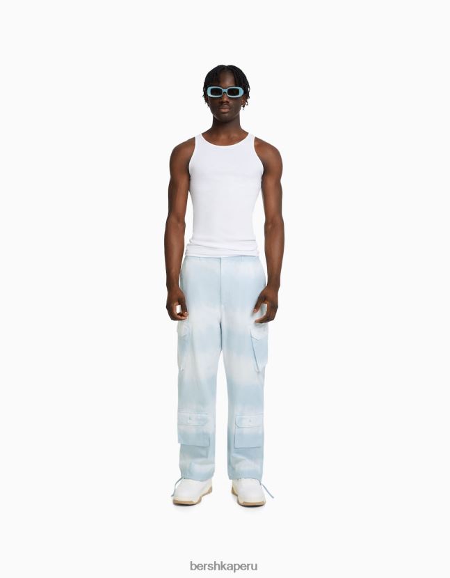 azul Bershka hombres pantalones cargo de algodón tie-dye 806J6B3265