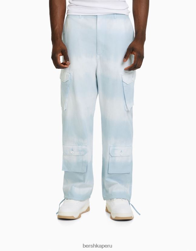 azul Bershka hombres pantalones cargo de algodón tie-dye 806J6B3265