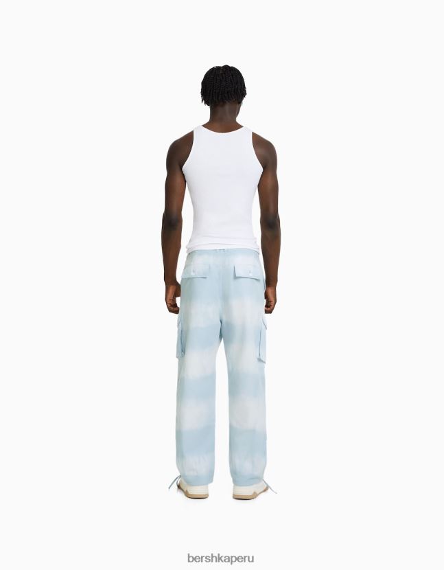 azul Bershka hombres pantalones cargo de algodón tie-dye 806J6B3265