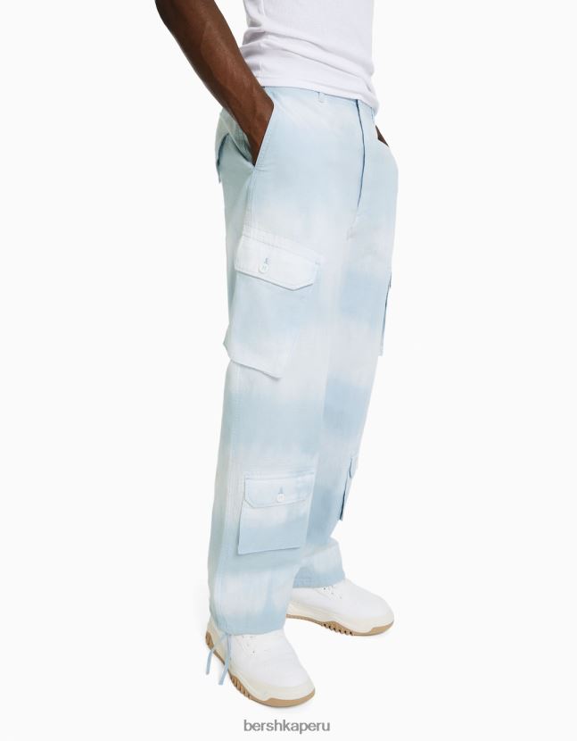 azul Bershka hombres pantalones cargo de algodón tie-dye 806J6B3265
