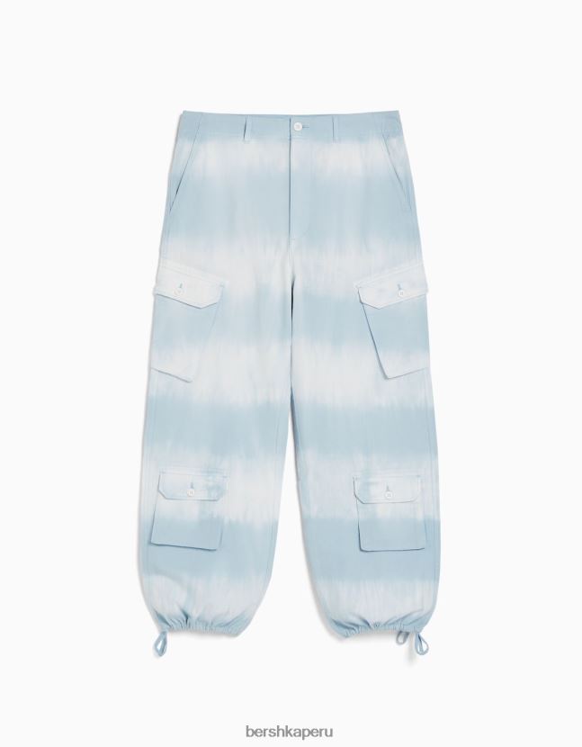 azul Bershka hombres pantalones cargo de algodón tie-dye 806J6B3265