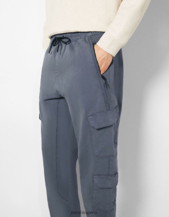 azul Bershka hombres pantalones de chándal cargo delgados 806J6B3227