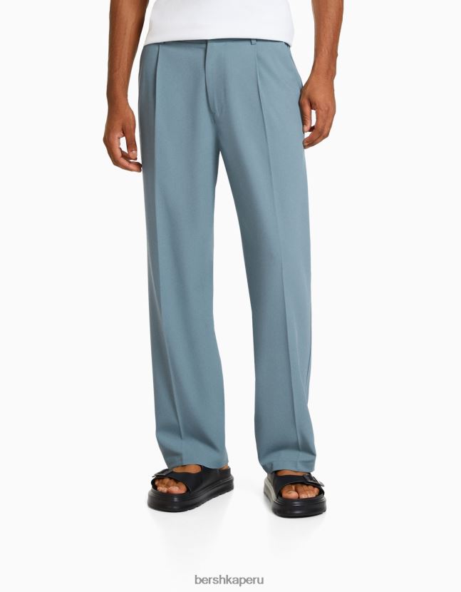 azul claro Bershka hombres pantalones de vestir anchos estilo jogger 806J6B3028