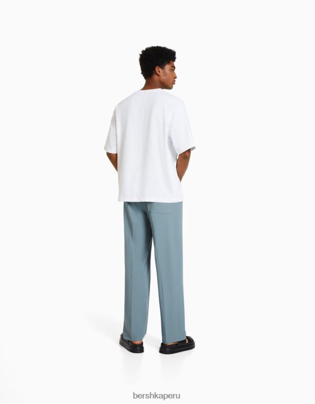 azul claro Bershka hombres pantalones de vestir anchos estilo jogger 806J6B3028