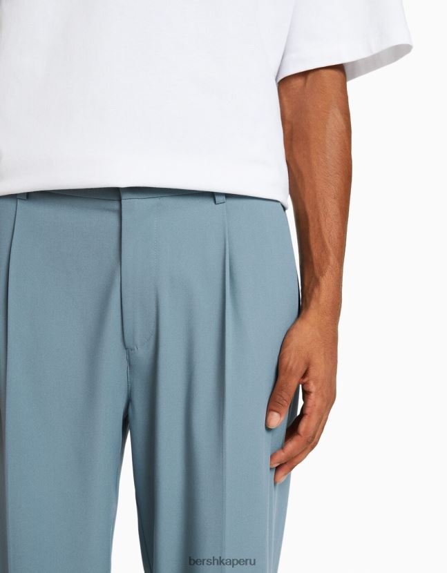 azul claro Bershka hombres pantalones de vestir anchos estilo jogger 806J6B3028