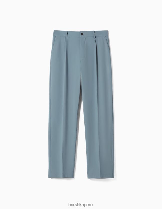azul claro Bershka hombres pantalones de vestir anchos estilo jogger 806J6B3028