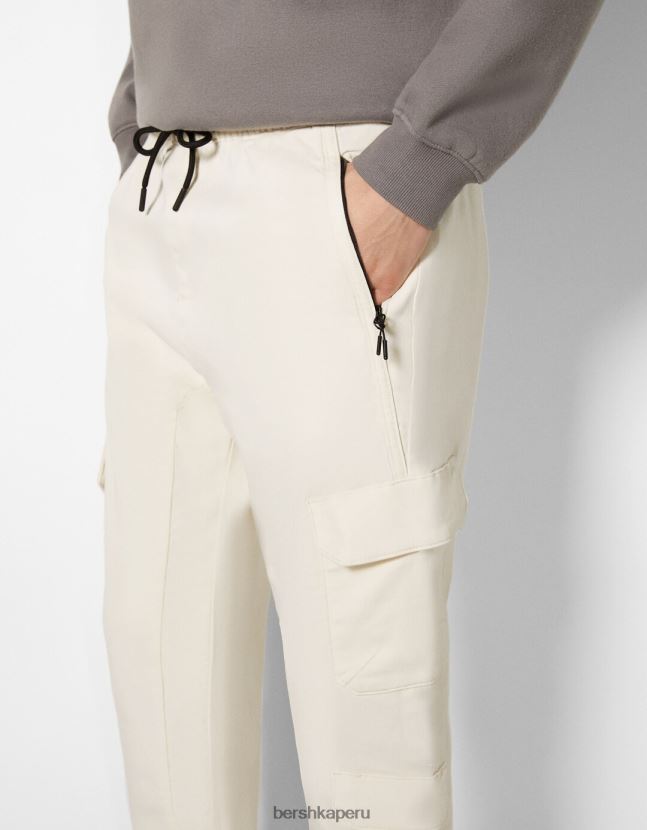 blanquecino Bershka hombres pantalones de chándal cargo delgados 806J6B3226
