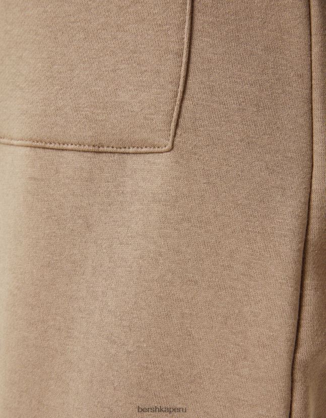 camello Bershka hombres pantalones deportivos de felpa con costuras 806J6B3218