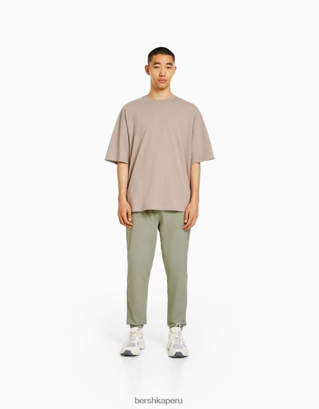 caqui Bershka hombres pantalones de chándal de algodón 806J6B3260