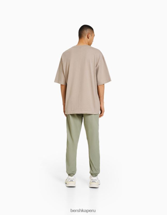 caqui Bershka hombres pantalones de chándal de algodón 806J6B3260