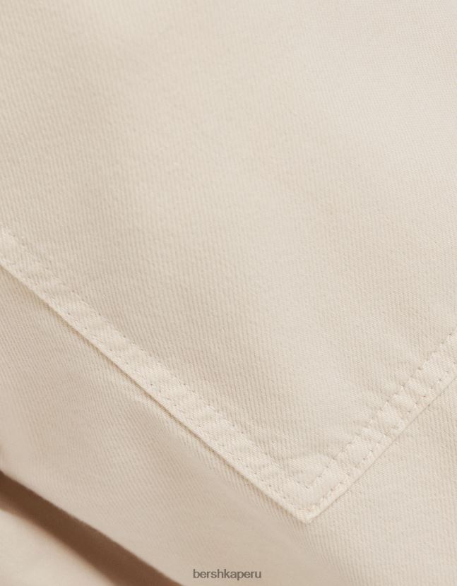 crema Bershka hombres pantalones cargo anchos de algodón 806J6B3244