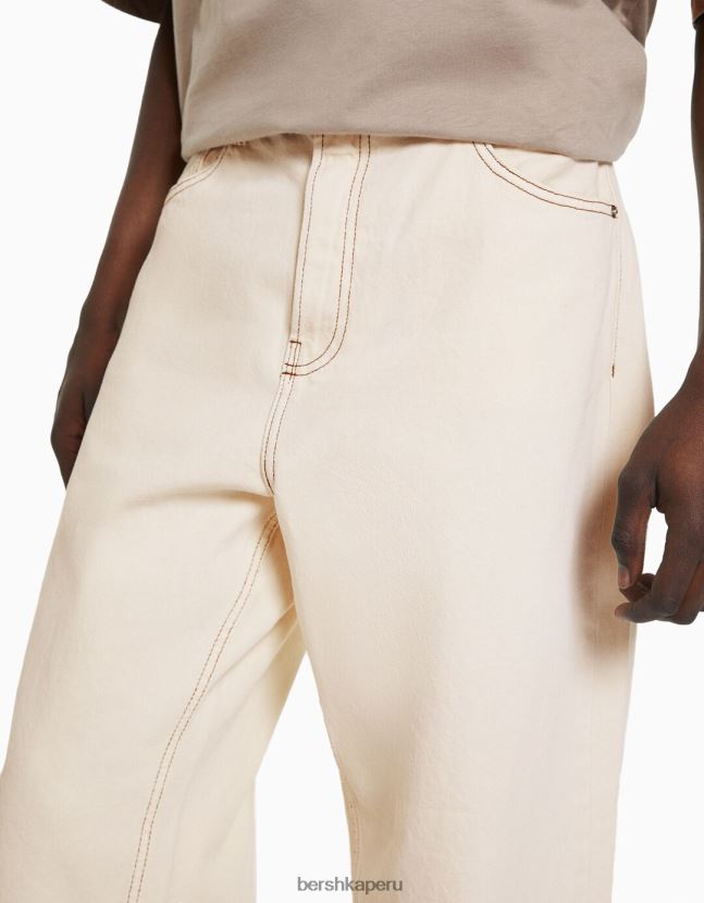 crema Bershka hombres vaqueros holgados de colores 806J6B3215
