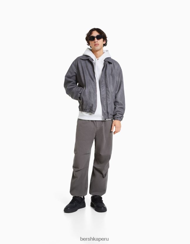 gris Bershka hombres pantalones de paracaídas de algodón 806J6B3220