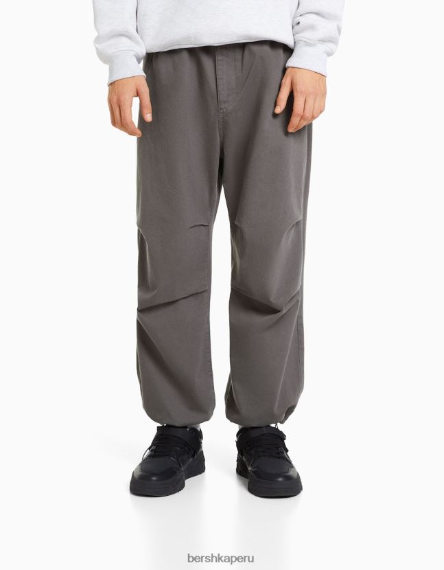 gris Bershka hombres pantalones de paracaídas de algodón 806J6B3220