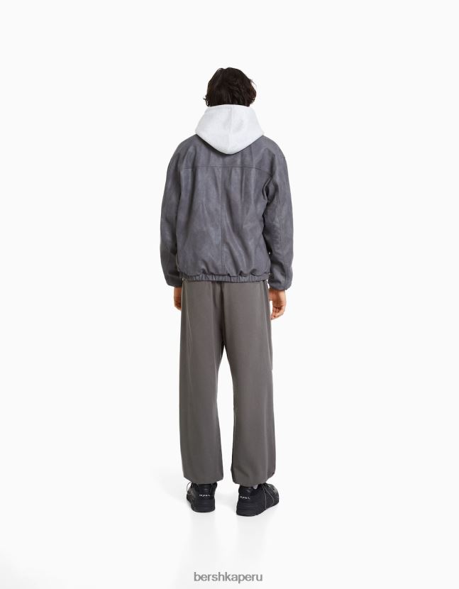 gris Bershka hombres pantalones de paracaídas de algodón 806J6B3220