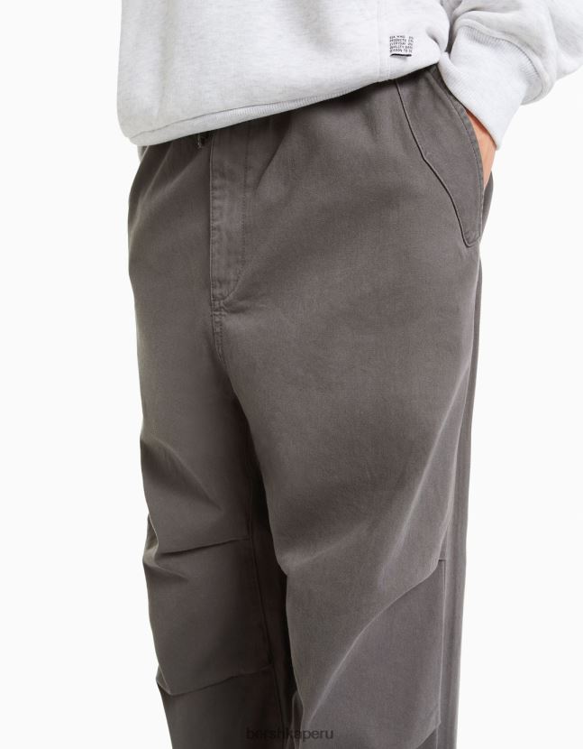 gris Bershka hombres pantalones de paracaídas de algodón 806J6B3220