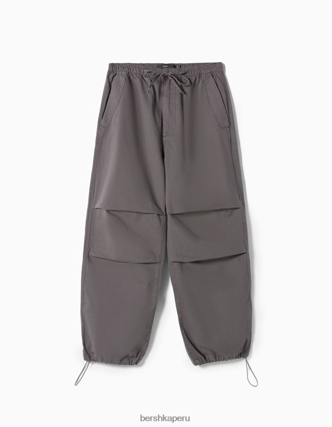 gris Bershka hombres pantalones de paracaídas de algodón 806J6B3220