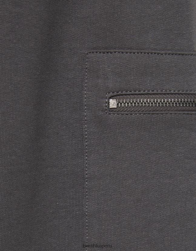 gris Bershka hombres pantalones de paracaídas de felpa con bolsillos con cremallera 806J6B3234