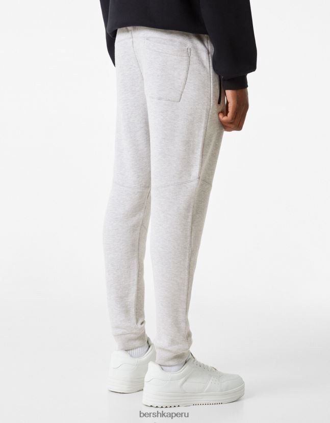 gris Bershka hombres pantalones deportivos de felpa con costuras 806J6B3217