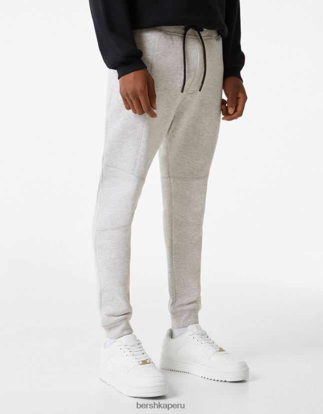 gris Bershka hombres pantalones deportivos de felpa con costuras 806J6B3217