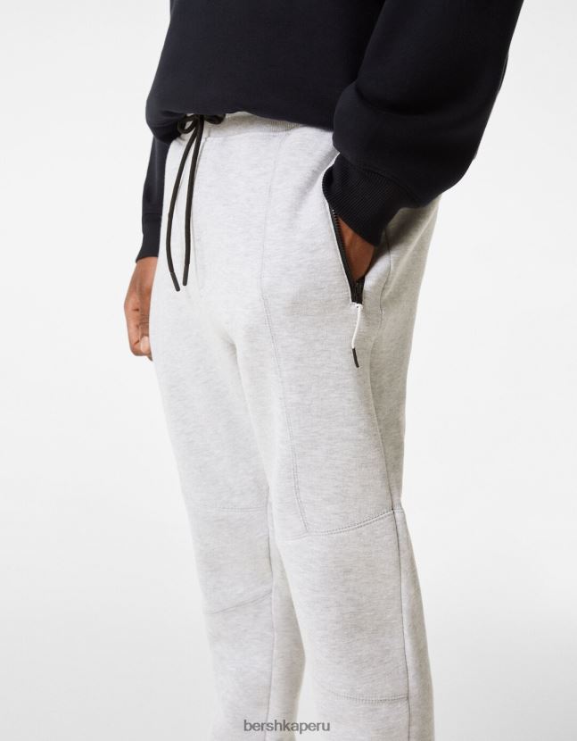 gris Bershka hombres pantalones deportivos de felpa con costuras 806J6B3217