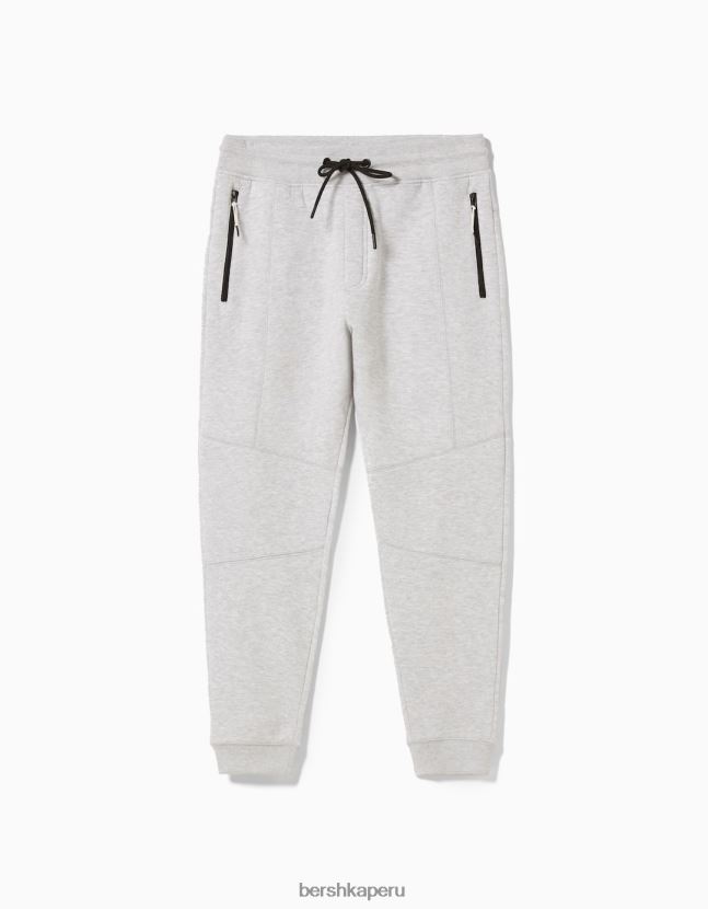 gris Bershka hombres pantalones deportivos de felpa con costuras 806J6B3217