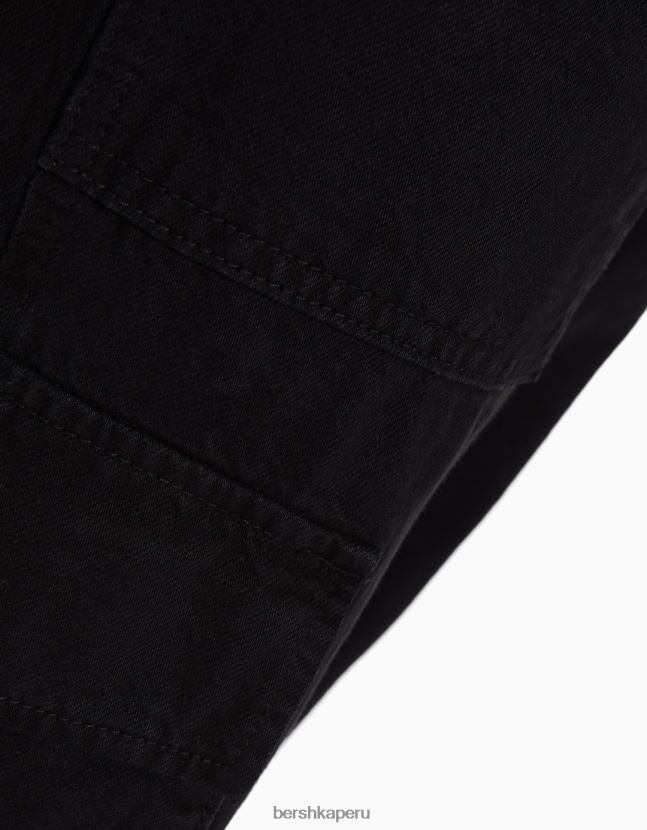 negro Bershka hombres pantalones cargo anchos de algodón 806J6B3245
