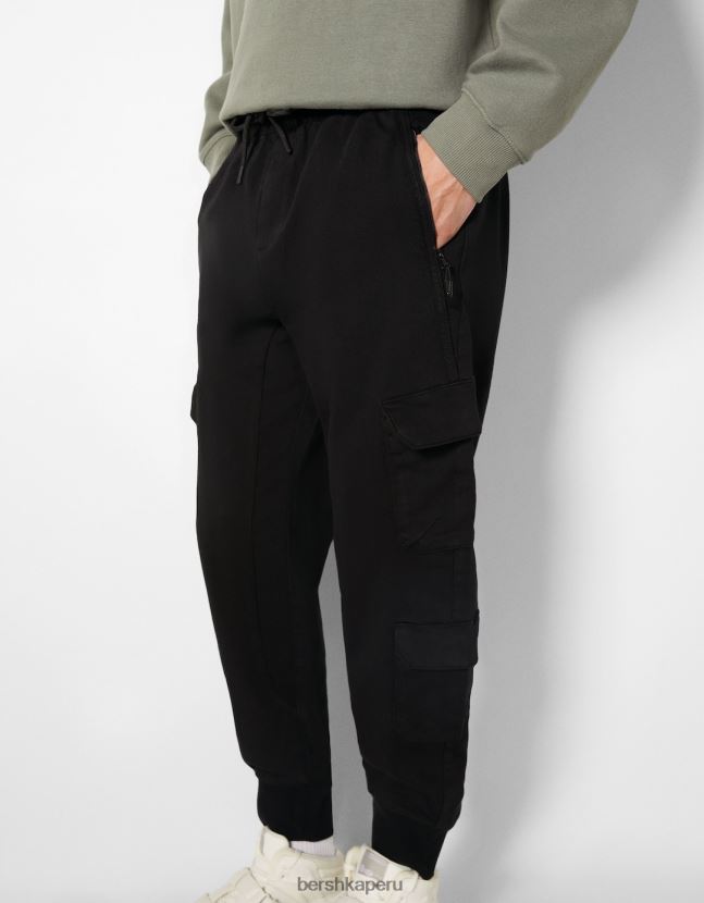 negro Bershka hombres pantalones de chándal cargo delgados 806J6B3224