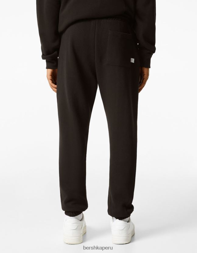 negro Bershka hombres pantalones de chándal de felpa 806J6B3269