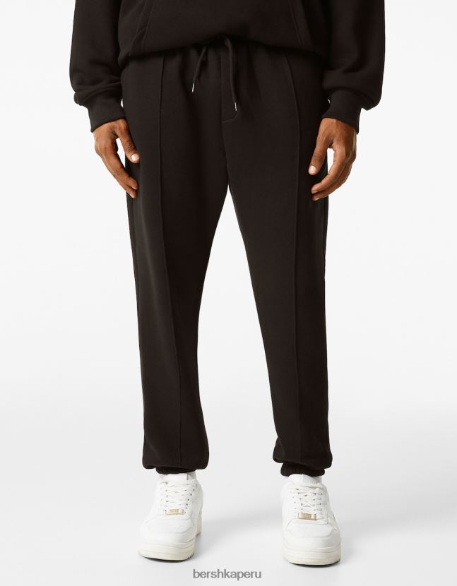 negro Bershka hombres pantalones de chándal de felpa 806J6B3269