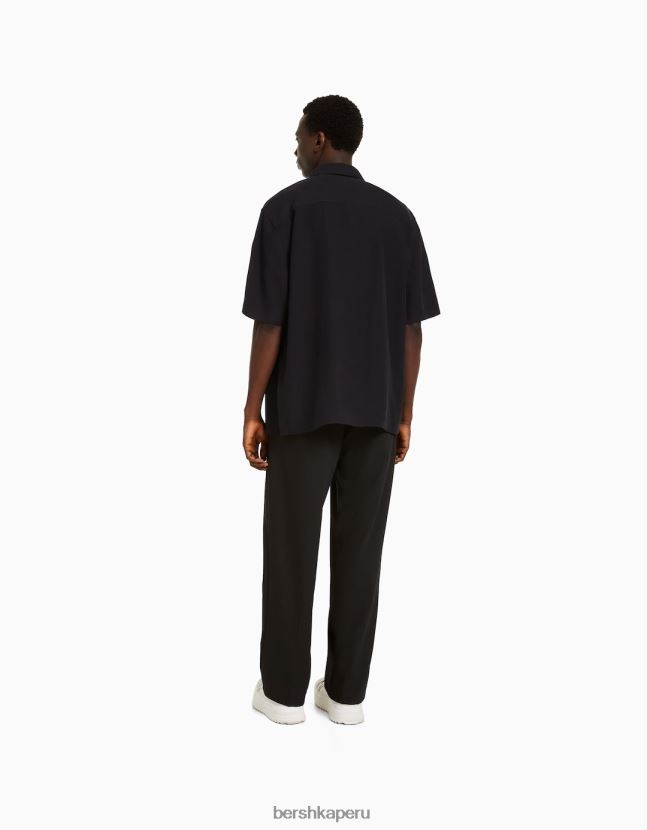 negro Bershka hombres pantalones de vestir anchos estilo jogger 806J6B3029