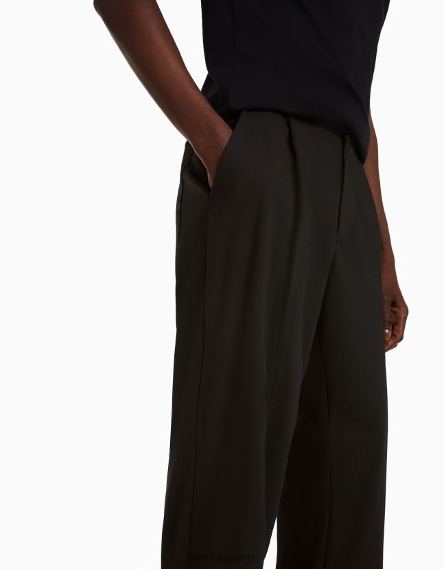 negro Bershka hombres pantalones de vestir anchos estilo jogger 806J6B3029