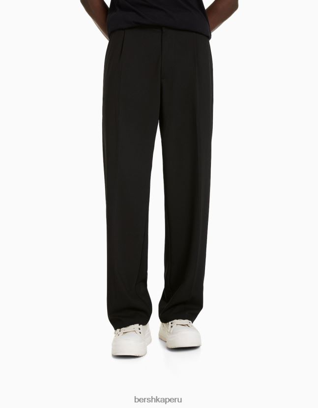 negro Bershka hombres pantalones de vestir anchos estilo jogger 806J6B3029