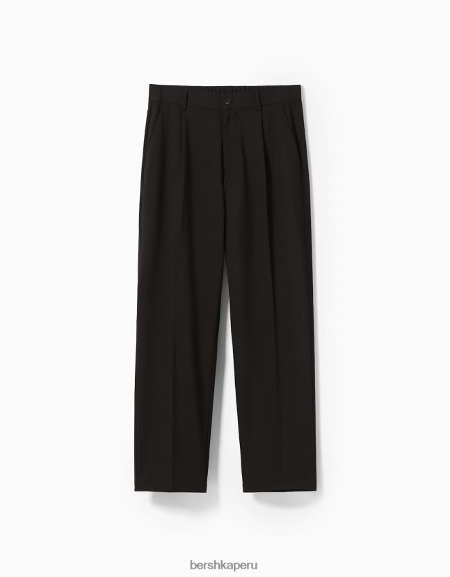 negro Bershka hombres pantalones de vestir anchos estilo jogger 806J6B3029