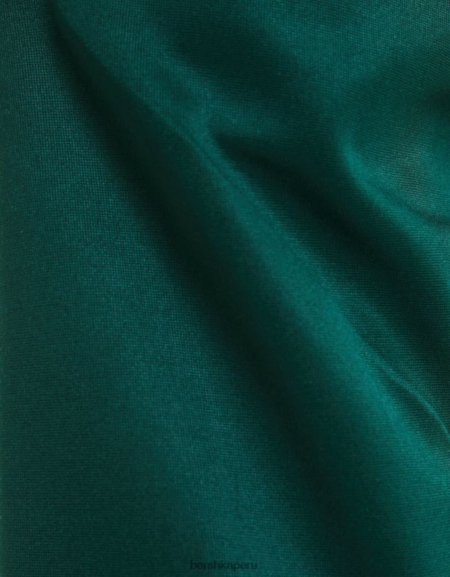 verde Bershka hombres pantalones anchos con franjas laterales entrelazadas 806J6B3236