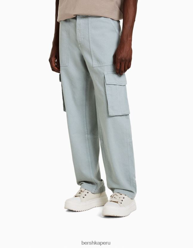 verde Bershka hombres pantalones cargo anchos de algodón 806J6B3246