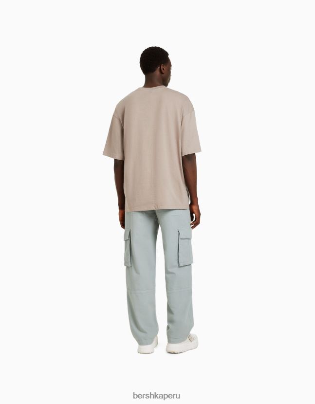 verde Bershka hombres pantalones cargo anchos de algodón 806J6B3246
