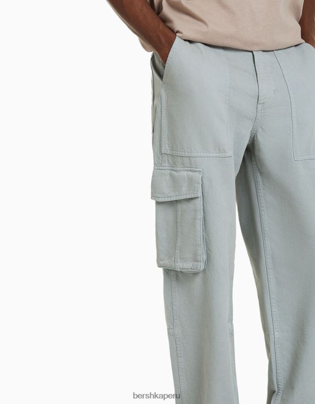 verde Bershka hombres pantalones cargo anchos de algodón 806J6B3246