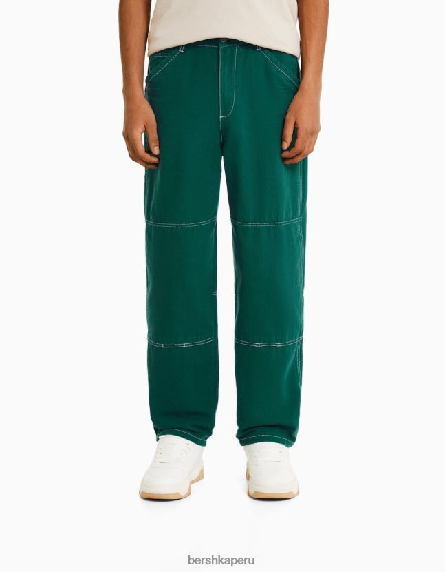 verde Bershka hombres pantalones de carpintero de algodón 806J6B3235