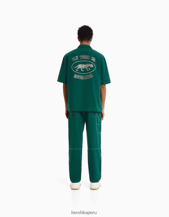 verde Bershka hombres pantalones de carpintero de algodón 806J6B3235
