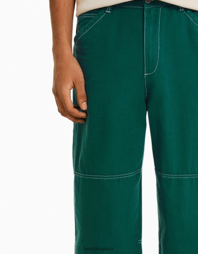 verde Bershka hombres pantalones de carpintero de algodón 806J6B3235