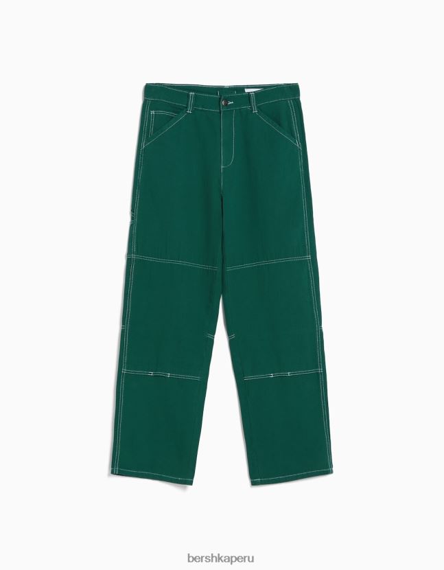 verde Bershka hombres pantalones de carpintero de algodón 806J6B3235
