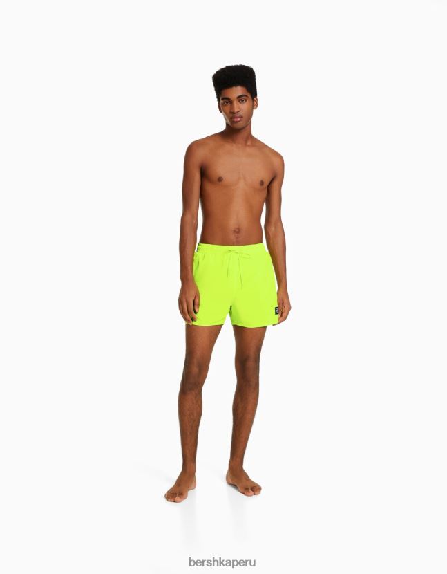 amarillo Bershka hombres shorts de playa básicos de neón 806J6B3392